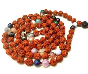 Premium Yoga Jewelry Rudraksha Natural 8 mm 108 Knotted Mala Prayer Bead Handmade Indian Artist Beaded <b>Necklace</b> - Product Image 1