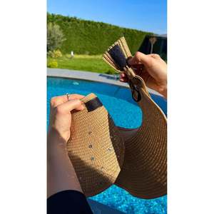 Camel Stone Embellished Wide Brim Straw <b>Hat</b> - Beach and Sun Protection Accessory HSR2091 - camel2091 - Product Image 4