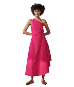 2024 vente en gros nouveau été femmes mode élégant couleur unie cheville longueur une épaule décontracté femmes coton robes à la vente en gros - Product Image 1