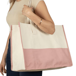 Sac fourre-tout en toile rose Elite Large pour femmes, durable, en coton 390 g/m², pour le shopping et la plage, avec poche - Product Image 2