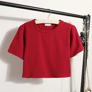 Camisas cortas lisas sólidas personalizadas de alta calidad 100% algodón transpirable verano moda Crop-top ropa informal de moda camisa corta para mujer - Product Image 2