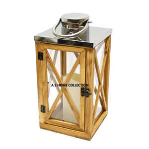 โคมไฟไม้อิสลามอินเดียพร้อมเชิงเทียนคอนกรีตสำเร็จรูปจากธรรมชาติที่มีคุณภาพสูงโดดเด่นและให้เป็นของขวัญ - Product Image 3