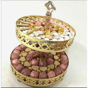 Tazón de chocolate de 2 niveles de aluminio de calidad de lujo, diseño antiguo para fiestas, fechas de Ramadán, servicio de frutas secas ecológicas - Product Image 1