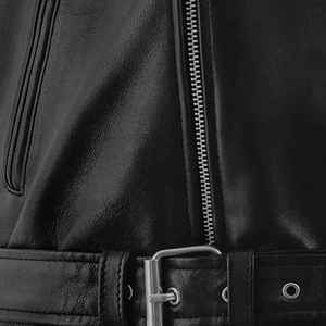 Chaqueta de Motociclista de Cuero de Oveja Vintage Gótica de Diseño Personalizado 2025, Chaqueta de Invierno para Hombre SIN CUELLO con Bolsillos Laterales - Product Image 3