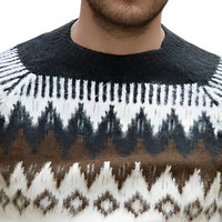 Pull en laine vintage respirant de haute qualité pour homme, 100% pure laine, col rond standard, chaud, tricot d'hiver