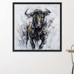 Art mural abstrait en verre trempé : Décoration moderne pour loft, toile imprimée, TOILE ENCARTÉCHÉE NOIRE - Product Image 1