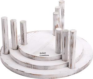 Set of 3 Whitewashed Round Wooden Cake <b>Stands</b> Rustic Dessert Display <b>Risers</b> <b>for</b> Weddings, Parties & Home Decor - Product Image 3