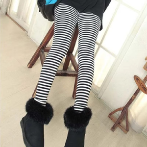 Women High Waist Ankle Length Skinny <b>Knitted</b> <b>Leggings</b> Black White - Product Image 6