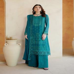 Shalwar kameez de style pakistanais de marque de haute qualité pour les femmes partwear avec un tissu en mousseline de soie de très belle qualité - Product Image 1
