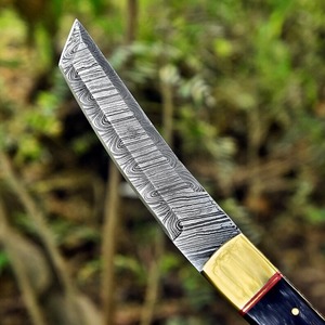 มีดล่าสัตว์เหล็กดามัสกัส ปลายแหลม ด้ามดำ ตกแต่งทอง ทำด้วยมือ - Product Image 2