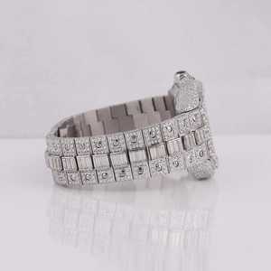 Luxurious Moissanite Diamond Hip Hop Quartz Watch Baguette Cut Roman Dial VVS Clarity Stainless Steel <b>Band</b> Square Case Analog - Product Image 2