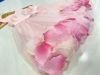 Robe de soirée élégante pour petites filles, en mousseline et satin, écologique, à fines bretelles, motif, longueur cheville