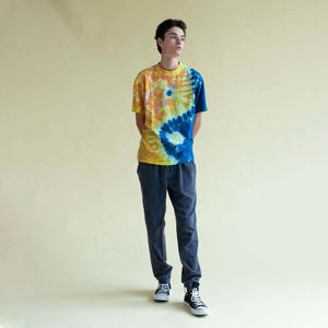 Camiseta de moda con cuello redondo delgada y transpirable informal con estampado Tie Dye para hombre - Product Image 5