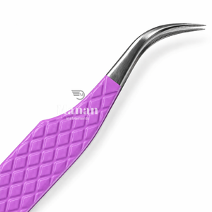 Pince à cils courbée pour extensions de cils, outil de précision à pointe en fibre, en acier inoxydable antidérapant pour volume et éventail - Product Image 4