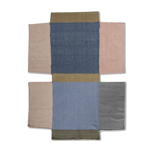 Large Area Pink & Purple Geometric Wool <b>Rugs</b> ADWL-1309 10mm Thick Viscose <b>Boho</b> Style for Home Hallway Rectangle Checkers Design - Product Image 1