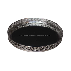 ถาดเสิร์ฟโลหะชุบเงินมินิบาร์สีเย็นถาดกลมสำหรับบริการ - Product Image 1