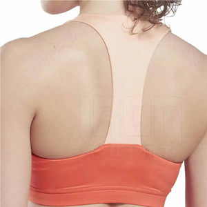 Sujetador deportivo de rendimiento para mujer con logotipo frontal transpirable de apoyo para rutinas de fitness forma sólida acabado de corte automatizado - Product Image 2
