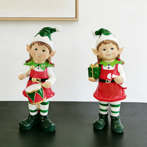 Individuelle Weihnachtsdekoration Niedliche Elfen-Figur mit Trommel Festtagsgeschenk für Kinder Heim-Desktop-Dekoration - Product Image 2