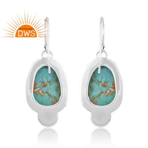 ต่างหูอัญมณีเทอร์ควอยซ์คิงแมนธรรมชาติเงินสเตอร์ลิงออกซิไดซ์ออกแบบได้ตามต้องการ - Product Image 3