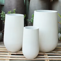 Ensemble de 3 pots de jardin en ciment blanc rustique, durables, légers, écologiques, revêtus d'époxy blanc, pour l'extérieur, le jardin et la maison