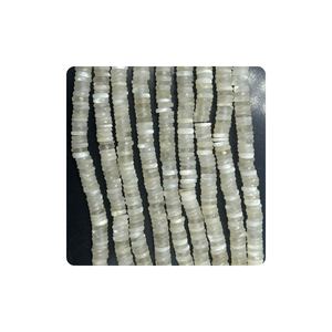 Perles de pierre de lune blanche facettées en forme de pneu Heishi, brin de 14 pouces, 6-7 mm, perles de pierre de lune blanche - Product Image 1