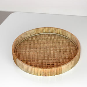 Bandejas redondas de madera de lujo hechas a mano de Vietnam Bandeja de servicio fácil de limpiar respetuosa con el medio ambiente con diseño de ratán para el hotel en el momento de la entrega - Product Image 2