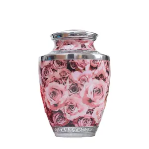 Urne de crémation rose peinte à la main | Urne commémorative adulte cendres humaines, enterrement, urnes funéraires | 200 pouces cubes adulte - Product Image 1