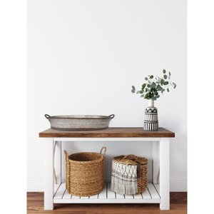 Bandeja de Metal galvanizado de forma ovalada con asas Encanto rústico para granja Hogar y Hotel Bandejas de mesa para servir alimentos - Product Image 3