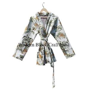 Chaqueta de Moda para Mujer, Acolchada con Estampado Floral, Ecológica, de Algodón Suave, de Secado Rápido, para Fiestas Formales, con Relleno de Algodón, con Cinturón, para Invierno y Otoño - Product Image 4