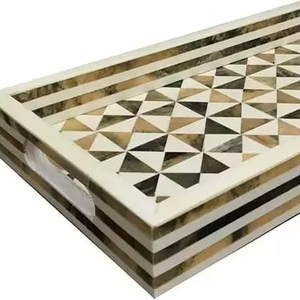 ถาดเสิร์ฟและจานตกแต่งทำจากเรซิ่นฝังลาย งานแฮนด์เมด สำหรับตกแต่งโต๊ะอาหาร ใช้ในครัว จัดเลี้ยง อาหารเช้า อาหารกลางวัน อาหารเย็น - Product Image 1