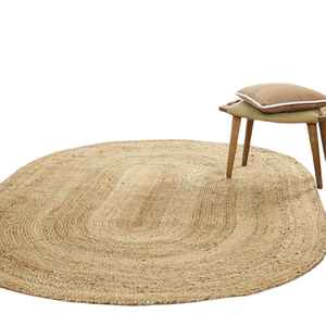 Tapis ovale en jute tressé fait main, 100% jute naturelle, tapis ovale tressé écologique, tapis ovale en jute tressé tissé à la main - Product Image 5