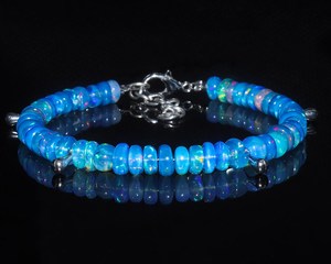 Gorgeous AAA Ethiopian Fire Opal <b>Beaded</b> <b>Bracelet</b>, <b>Sterling</b> <b>Silver</b>, Minimalist Jewellery For SYGEMS - Product Image 1