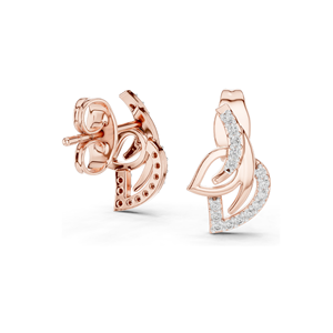 Boucles d'oreilles en forme de feuille avec diamants de laboratoire 0,12 CT pour femmes, clarté VVS-VS EF, or 18 carats, 14 carats, 10 carats et argent 925, or rose, or jaune, or blanc - Product Image 6