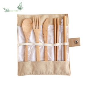 Juego de cubiertos de bambú natural ecológico/juego de cubiertos de bambú de viaje cuchara de bambú con el precio más barato para su elección en Vietnam - Product Image 1