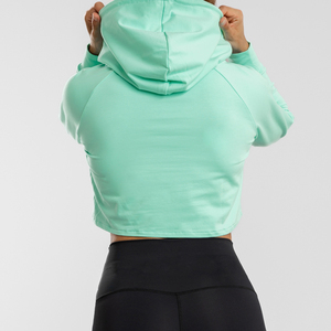 Diseño personalizado Crop Top sudaderas con capucha Casual Warm Hoodies Venta caliente algodón poliéster Crop Top sudaderas con capucha - Product Image 3