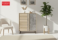 Meuble à chaussures polyvalent à 2 portes et 4 niveaux en aggloméré de marbre chêne Sonoma clair, design démontable, pour la maison, le salon, l'école
