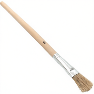 Pinceau émaillé NLLE à poils légers, en fer blanc, longueur 200 mm, largeur 15 mm, hauteur 5 mm, taille 2, manche en bois brut - Product Image 3