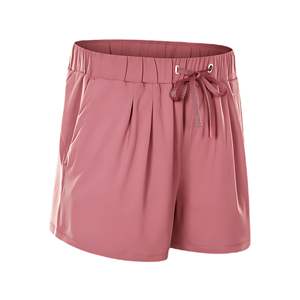 Short décontracté en coton d'été pour femmes tissu en toile respirante taille élastique poche élégante détaillant motif solide teint uni OEM - Product Image 1