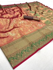 Saree Lụa Kanjivaram Mới Nhất Với Hoa Văn Mới Trong Năm 2023 - Product Image 2