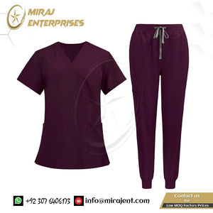 Ensemble de gommages pour femmes haut à col en V et yoga respirant été, gommages d'hôpital pantalon de survêtement uniforme d'allaitement médical gommages pour femmes - Product Image 2