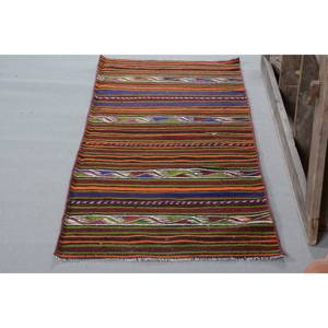 Alfombra turca clásica Vintage de 2,3x6,4 pies, diseño tradicional de retazos rojo y verde, tejido plano de látex de lana, nuevo pasillo de área grande - Product Image 2