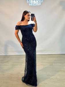 Luxury Beaded Straight Modern Fitted Evening <b>Dress</b> Shoulder Wedding Gown Elegant Bridal Long <b>Train</b> High Quality Custom Design - Product Image 4