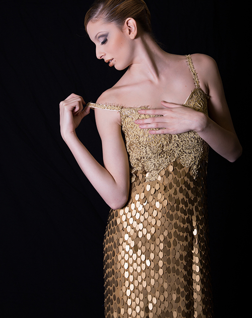 Elegant Great Gatsby Gold Dress Vintage Sequins