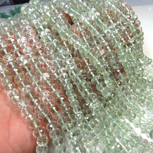 พลอยอะมีทิสต์สีเขียวบราซิลทรงบริโอเล็ตเจียระไนแบบหลวม ขนาด 5-7 มม. ทรงรอนเดลล์ธรรมชาติ ร้อยเป็นสายยาว 16 นิ้ว ได้รับการรับรองจาก CNAS 100-150 - Product Image 4