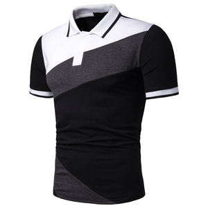 T-shirt Polos à manches courtes pour hommes Business Striped Black White Dark Grey Summer Fashion Polos T-shirt pour hommes - Product Image 2