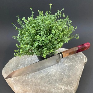 Cuchillo de chef de acero inoxidable hecho a mano, mango de resina para exteriores, cocina de chef con Funda de cuero. - Product Image 5