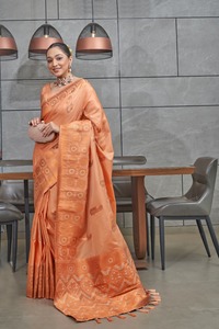 Último sari de algodón para adultos Rich Pallu con cobre Zari tejido borde elegante vestido de fiesta mujeres Salwar vestido Lehenga Choli - Product Image 3