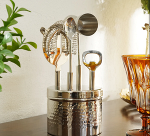 Kit de barman professionnel Barware Cocktail ensemble d'outils de barre en acier inoxydable Shaker avec support fait à la main moderne écologique - Product Image 6