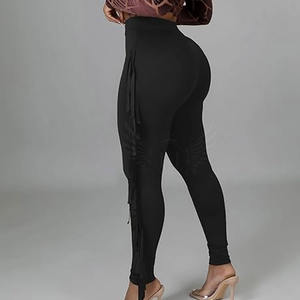 Diseño de logotipo personalizado Pantalones de cuero de gamuza para mujer Color sólido Ropa informal Decoración elástica Técnicas lavadas Precio razonable - Product Image 5