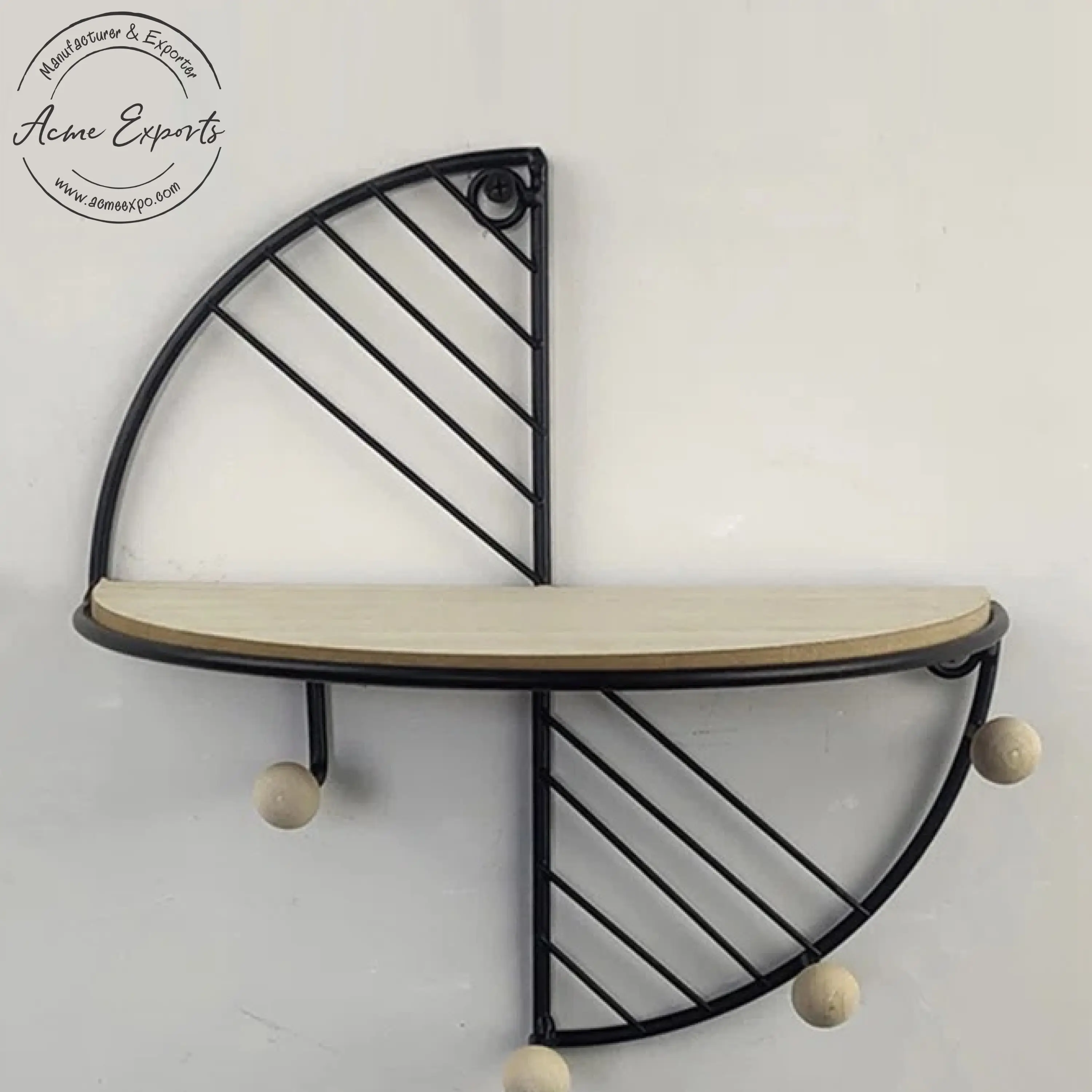 Creative Modern Small Wall Mounted Iron Wall Shelf with Black Powder Coated Finished Used for Bathroom Home and Interior Decor.